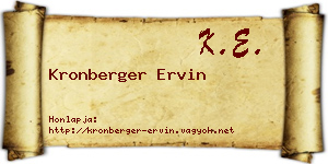 Kronberger Ervin névjegykártya